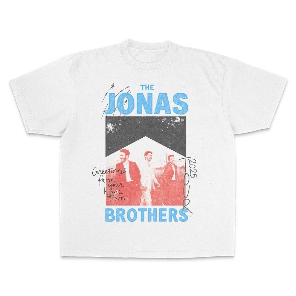 Jonas Brothers Tour 2025 T-Shirt Greetings From Your Hometown Tour White Large